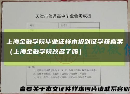 上海金融学院毕业证样本报到证学籍档案（上海金融学院改名了吗）缩略图