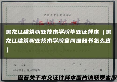 黑龙江建筑职业技术学院毕业证样本（黑龙江建筑职业技术学院官网通知书怎么查）缩略图