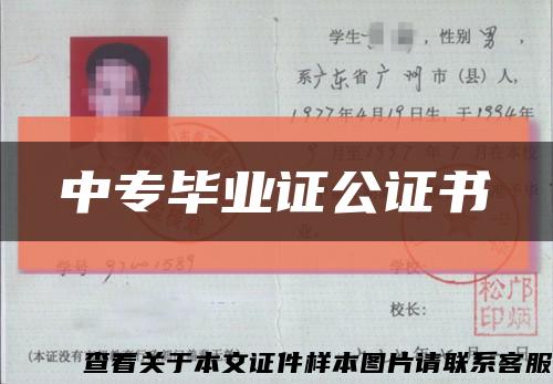 中专毕业证公证书缩略图