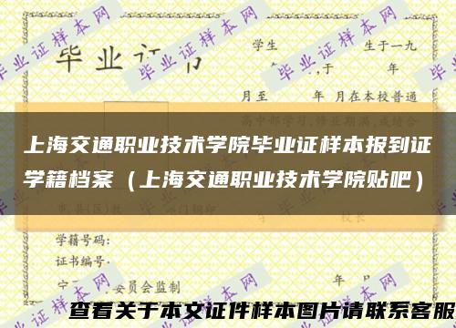 上海交通职业技术学院毕业证样本报到证学籍档案（上海交通职业技术学院贴吧）缩略图
