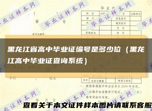 黑龙江省高中毕业证编号是多少位（黑龙江高中毕业证查询系统）缩略图