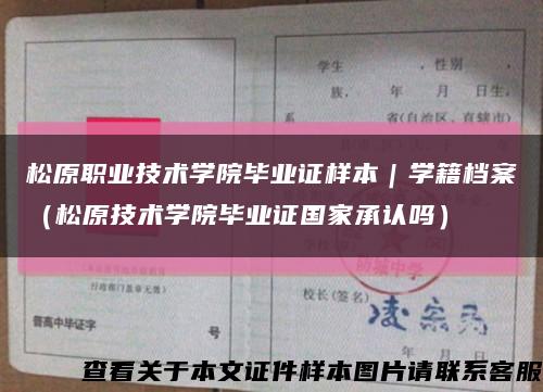 松原职业技术学院毕业证样本｜学籍档案（松原技术学院毕业证国家承认吗）缩略图