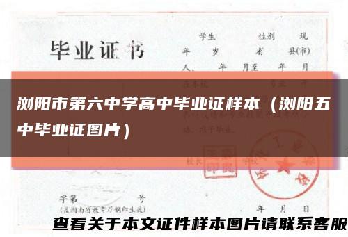 浏阳市第六中学高中毕业证样本（浏阳五中毕业证图片）缩略图