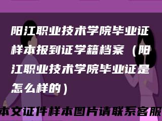 阳江职业技术学院毕业证样本报到证学籍档案（阳江职业技术学院毕业证是怎么样的）缩略图