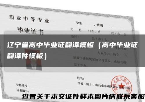 辽宁省高中毕业证翻译模板（高中毕业证翻译件模板）缩略图