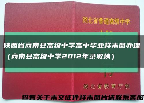 陕西省商南县高级中学高中毕业样本图办理（商南县高级中学2012年录取榜）缩略图