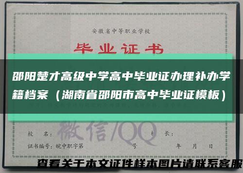 邵阳楚才高级中学高中毕业证办理补办学籍档案（湖南省邵阳市高中毕业证模板）缩略图
