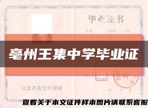 亳州王集中学毕业证缩略图