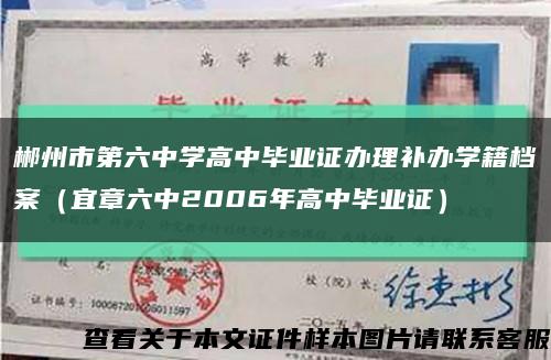 郴州市第六中学高中毕业证办理补办学籍档案（宜章六中2006年高中毕业证）缩略图