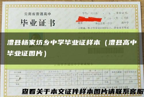 澧县杨家坊乡中学毕业证样本（澧县高中毕业证图片）缩略图