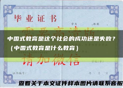 中国式教育是这个社会的成功还是失败？（中国式教育是什么教育）缩略图