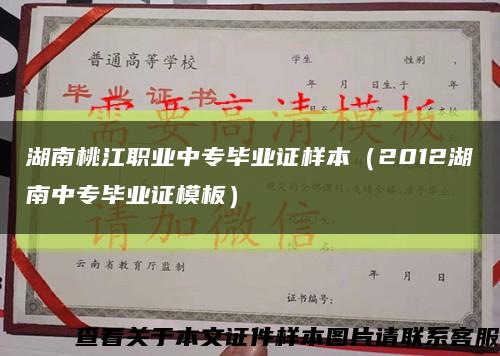 湖南桃江职业中专毕业证样本（2012湖南中专毕业证模板）缩略图