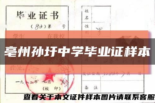 亳州孙圩中学毕业证样本缩略图