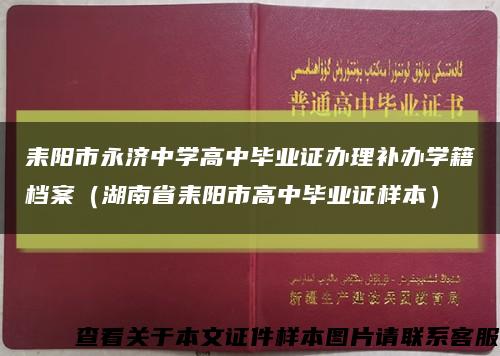 耒阳市永济中学高中毕业证办理补办学籍档案（湖南省耒阳市高中毕业证样本）缩略图