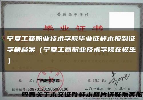 宁夏工商职业技术学院毕业证样本报到证学籍档案（宁夏工商职业技术学院在校生）缩略图
