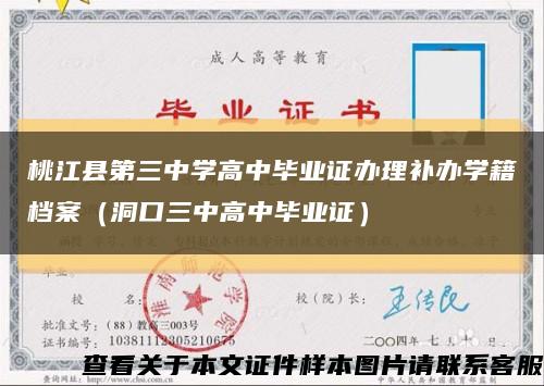 桃江县第三中学高中毕业证办理补办学籍档案（洞口三中高中毕业证）缩略图
