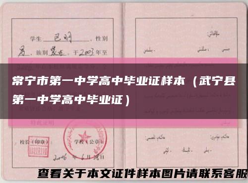 常宁市第一中学高中毕业证样本（武宁县第一中学高中毕业证）缩略图