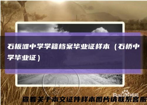 石板滩中学学籍档案毕业证样本（石桥中学毕业证）缩略图