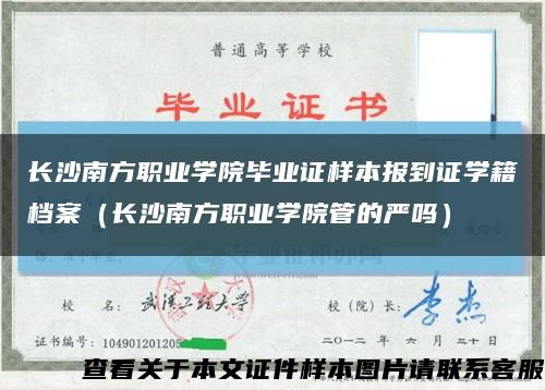 长沙南方职业学院毕业证样本报到证学籍档案（长沙南方职业学院管的严吗）缩略图