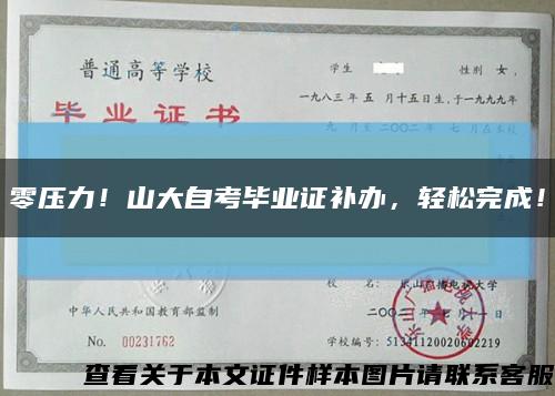 零压力！山大自考毕业证补办，轻松完成！缩略图