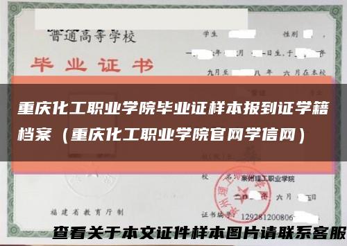 重庆化工职业学院毕业证样本报到证学籍档案（重庆化工职业学院官网学信网）缩略图