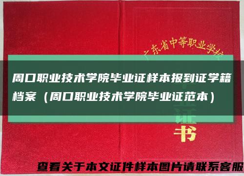 周口职业技术学院毕业证样本报到证学籍档案（周口职业技术学院毕业证范本）缩略图