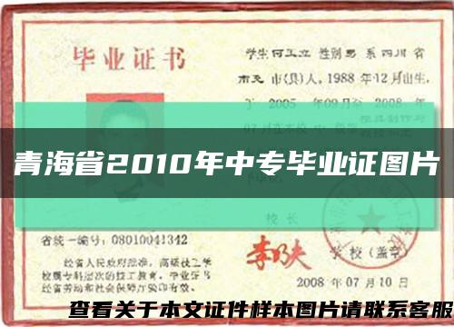 青海省2010年中专毕业证图片缩略图
