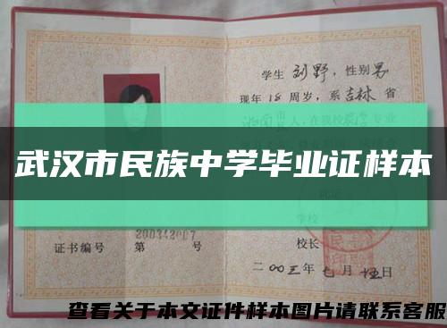 武汉市民族中学毕业证样本缩略图