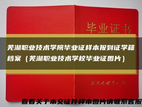 芜湖职业技术学院毕业证样本报到证学籍档案（芜湖职业技术学校毕业证图片）缩略图