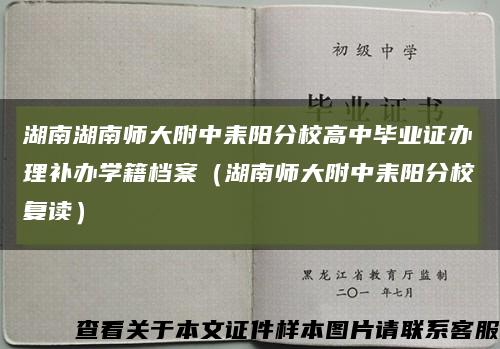 湖南湖南师大附中耒阳分校高中毕业证办理补办学籍档案（湖南师大附中耒阳分校复读）缩略图