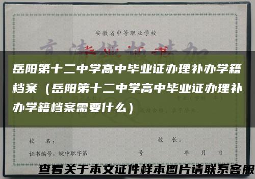岳阳第十二中学高中毕业证办理补办学籍档案（岳阳第十二中学高中毕业证办理补办学籍档案需要什么）缩略图