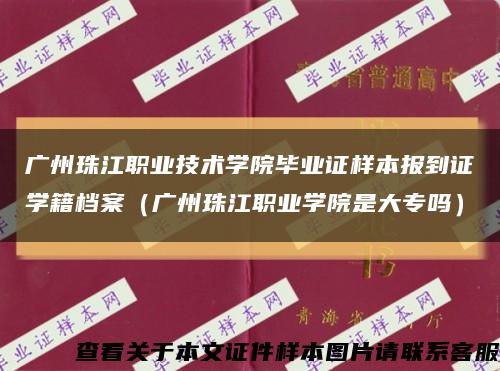 广州珠江职业技术学院毕业证样本报到证学籍档案（广州珠江职业学院是大专吗）缩略图