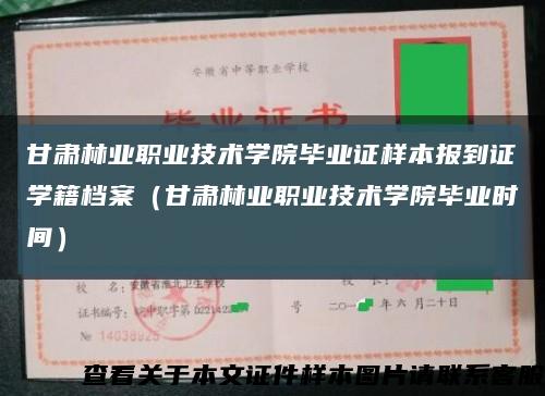 甘肃林业职业技术学院毕业证样本报到证学籍档案（甘肃林业职业技术学院毕业时间）缩略图