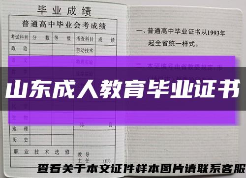 山东成人教育毕业证书缩略图