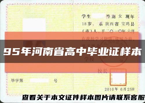 95年河南省高中毕业证样本缩略图