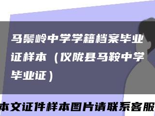 马鬃岭中学学籍档案毕业证样本（仪陇县马鞍中学毕业证）缩略图