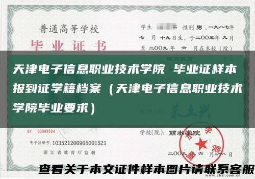 天津电子信息职业技术学院 毕业证样本报到证学籍档案（天津电子信息职业技术学院毕业要求）缩略图