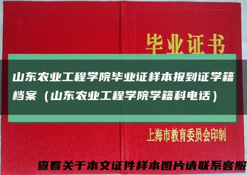 山东农业工程学院毕业证样本报到证学籍档案（山东农业工程学院学籍科电话）缩略图