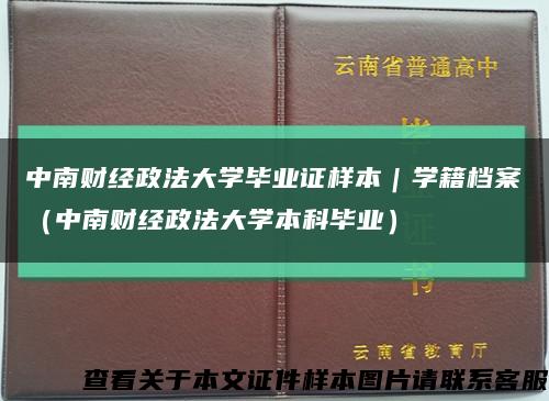 中南财经政法大学毕业证样本｜学籍档案（中南财经政法大学本科毕业）缩略图