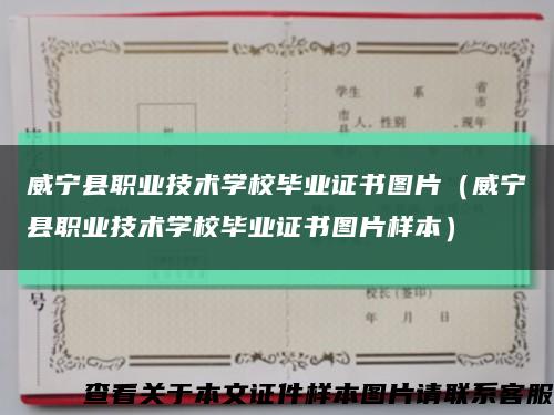 威宁县职业技术学校毕业证书图片（威宁县职业技术学校毕业证书图片样本）缩略图