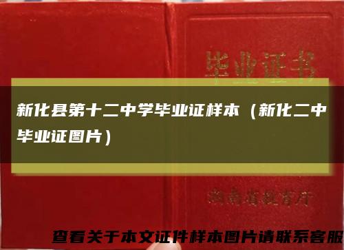 新化县第十二中学毕业证样本（新化二中毕业证图片）缩略图