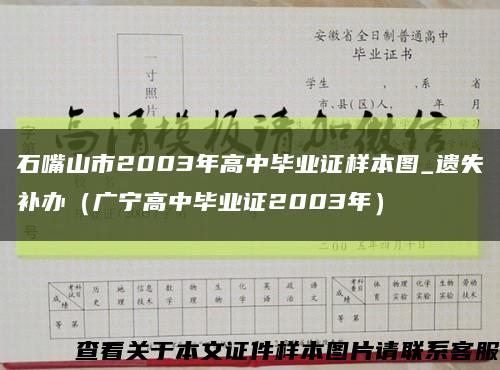 石嘴山市2003年高中毕业证样本图_遗失补办（广宁高中毕业证2003年）缩略图