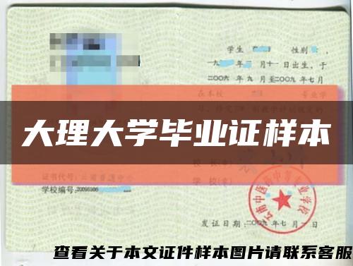 大理大学毕业证样本缩略图