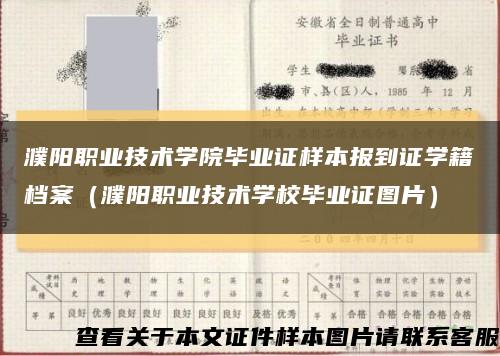 濮阳职业技术学院毕业证样本报到证学籍档案（濮阳职业技术学校毕业证图片）缩略图