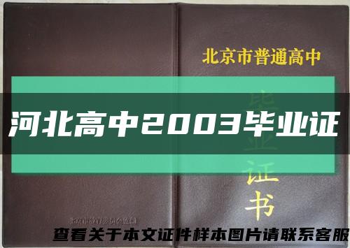 河北高中2003毕业证缩略图