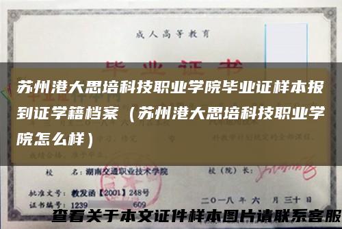 苏州港大思培科技职业学院毕业证样本报到证学籍档案（苏州港大思培科技职业学院怎么样）缩略图