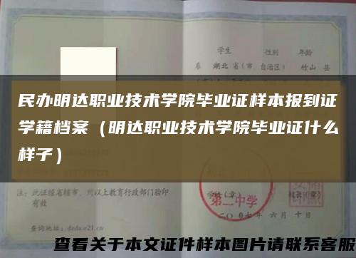 民办明达职业技术学院毕业证样本报到证学籍档案（明达职业技术学院毕业证什么样子）缩略图
