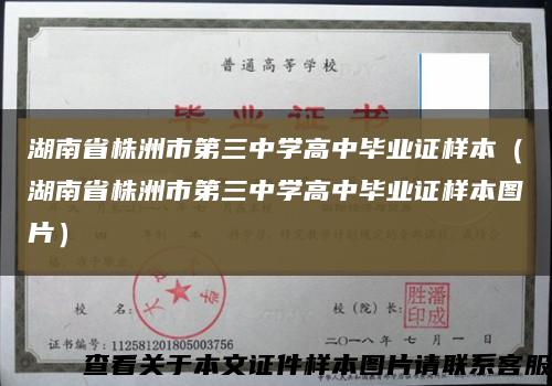 湖南省株洲市第三中学高中毕业证样本（湖南省株洲市第三中学高中毕业证样本图片）缩略图