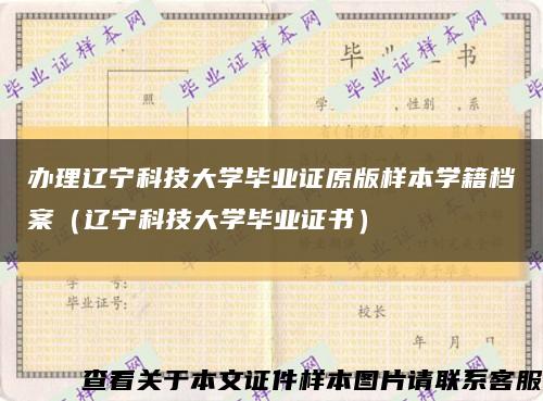 办理辽宁科技大学毕业证原版样本学籍档案（辽宁科技大学毕业证书）缩略图
