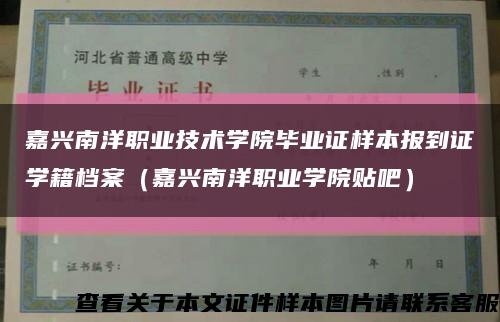 嘉兴南洋职业技术学院毕业证样本报到证学籍档案（嘉兴南洋职业学院贴吧）缩略图
